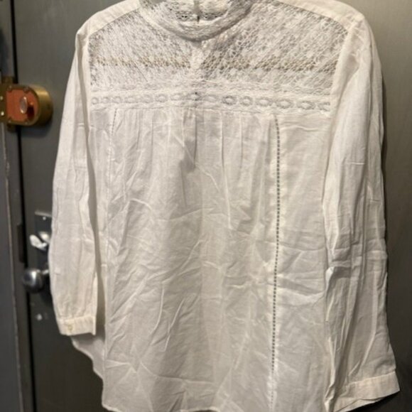 Retro Edwardian Cotton Lace Mock Neck Blouse - Picture 11 of 16